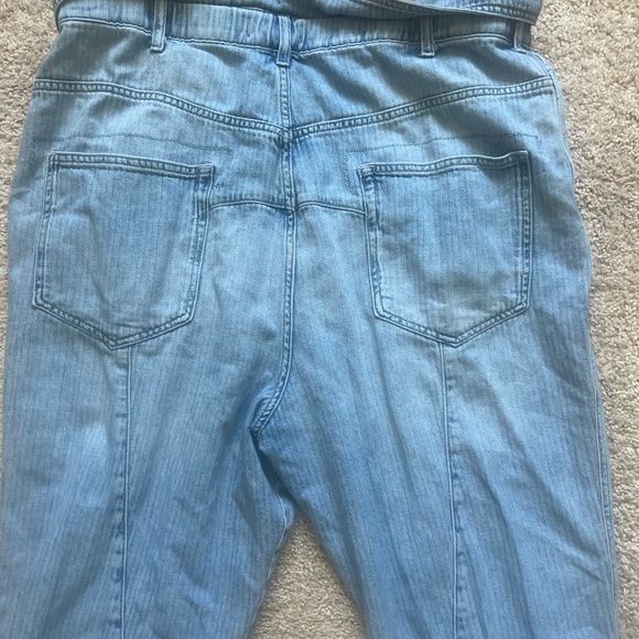 We the Free Noah Foldover Harem Pants Jeans Railroad Stripe Pleating Size XL - Picture 5 of 11